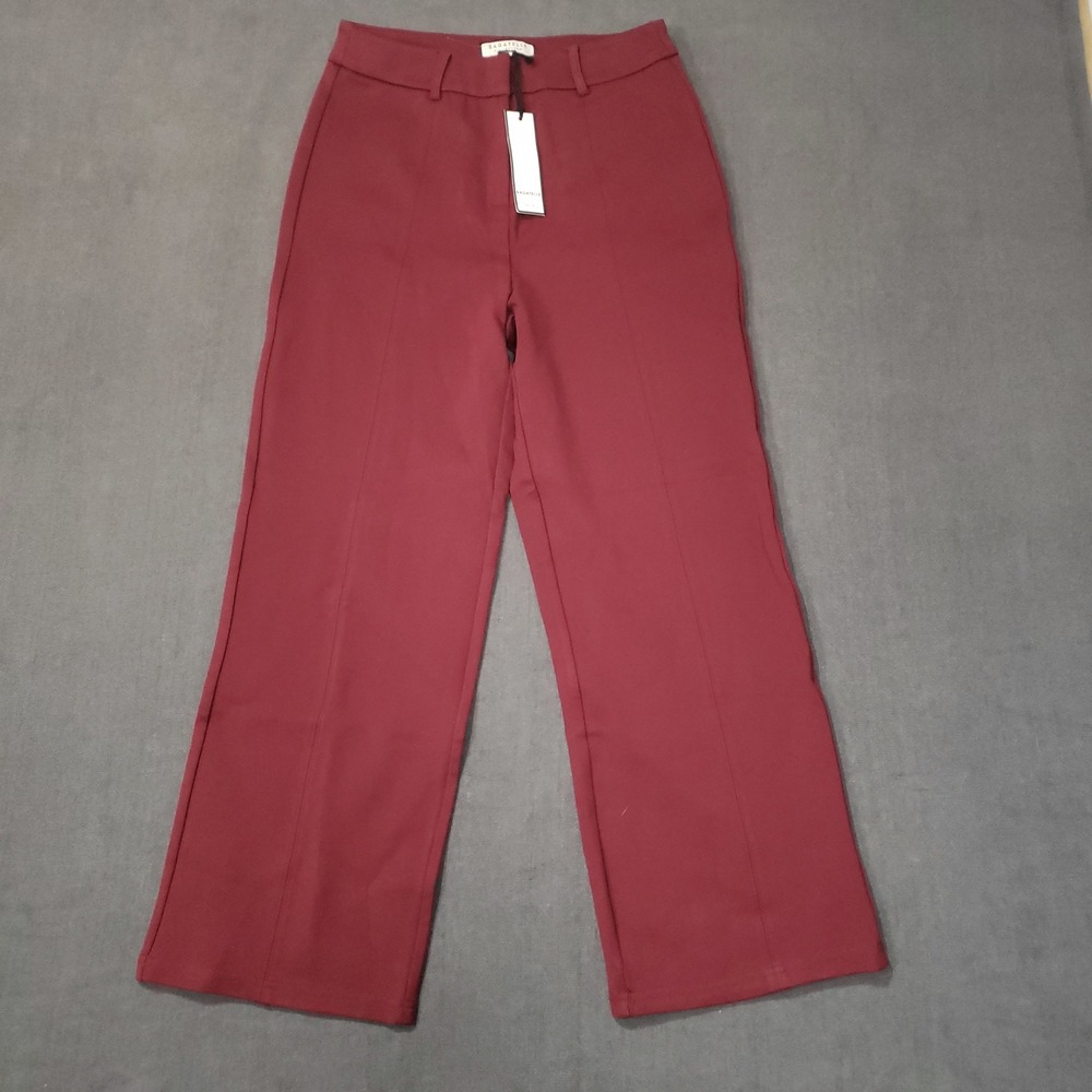 Bagatelle Pants Womens Medium Burgundy‎ Wide Leg High Rise Seam Detail NWT
